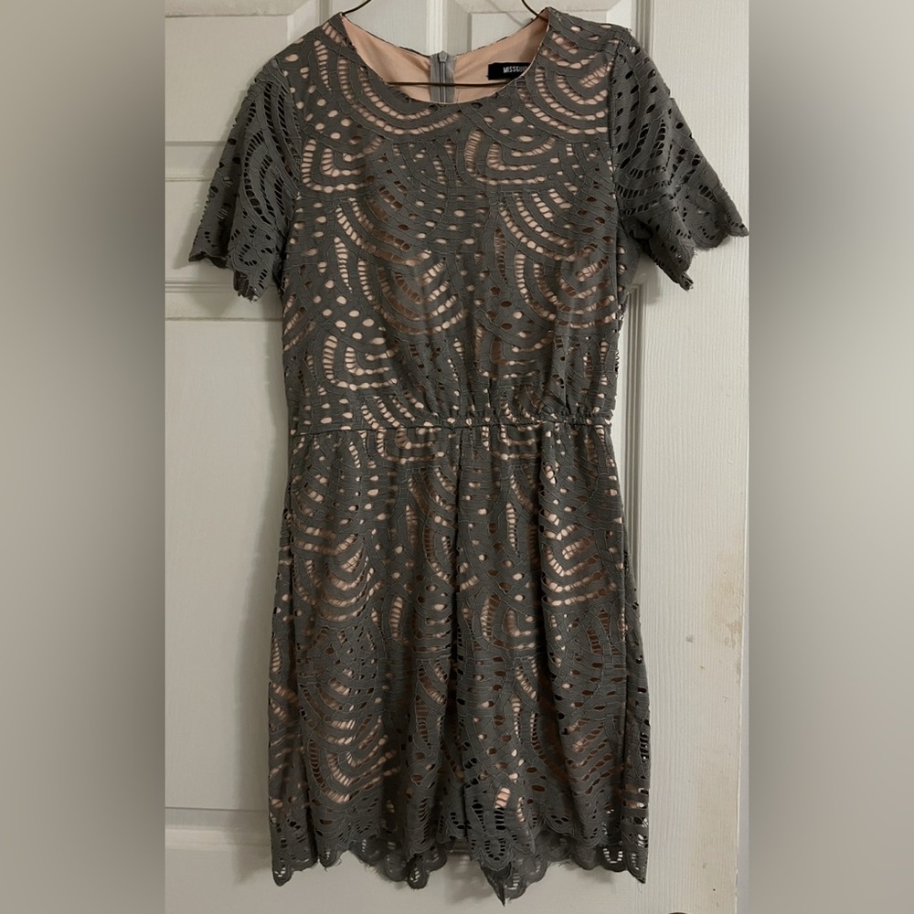 Gray Lace Overlay romper